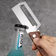 Éplucheur en acier inoxydable avec manche en bois pour éplucher et trancher des fruits et légumes, 1 pièce | Fonctionnement durable et fluide